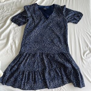 Express Navy Polka Dot Dress